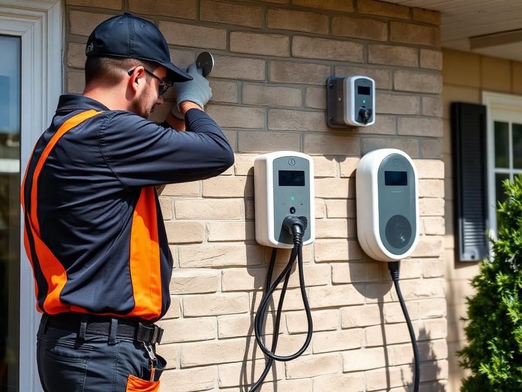 EV charger installation on a home in Brockville, Ontario